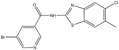 5-bromo-N-(5-chloro-6-methyl-1,3-benzothiazol-2-yl)nicotinamide Structure