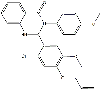 2-[4-(allyloxy)-2-chloro-5-methoxyphenyl]-3-(4-methoxyphenyl)-2,3-dihydro-4(1H)-quinazolinone 化学構造式