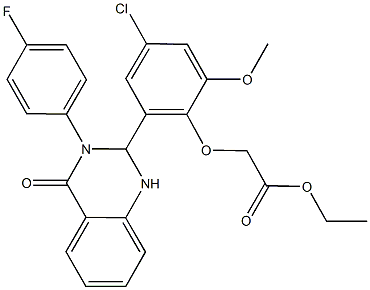 ethyl{4-chloro-2-[3-(4-fluorophenyl)-4-oxo-1,2,3,4-tetrahydro-2-quinazolinyl]-6-methoxyphenoxy}acetate Structure