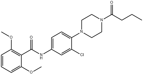 N-[4-(4-butyryl-1-piperazinyl)-3-chlorophenyl]-2,6-dimethoxybenzamide 结构式