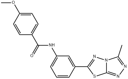 4-methoxy-N-[3-(3-methyl[1,2,4]triazolo[3,4-b][1,3,4]thiadiazol-6-yl)phenyl]benzamide 化学構造式