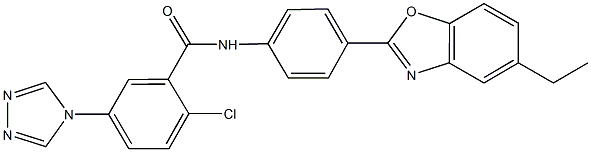 2-chloro-N-[4-(5-ethyl-1,3-benzoxazol-2-yl)phenyl]-5-(4H-1,2,4-triazol-4-yl)benzamide,723753-36-4,结构式