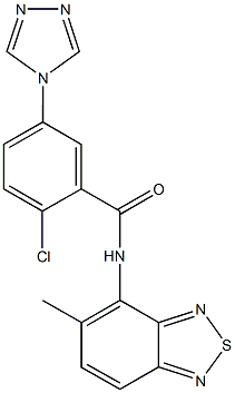 2-chloro-N-(5-methyl-2,1,3-benzothiadiazol-4-yl)-5-(4H-1,2,4-triazol-4-yl)benzamide,723753-48-8,结构式