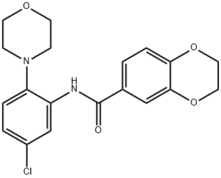 N-[5-chloro-2-(4-morpholinyl)phenyl]-2,3-dihydro-1,4-benzodioxine-6-carboxamide Struktur