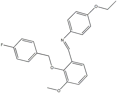 N-(4-ethoxyphenyl)-N-{2-[(4-fluorobenzyl)oxy]-3-methoxybenzylidene}amine Struktur