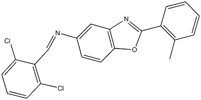 N-(2,6-dichlorobenzylidene)-N-[2-(2-methylphenyl)-1,3-benzoxazol-5-yl]amine 化学構造式