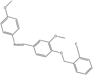 N-{4-[(2-fluorobenzyl)oxy]-3-methoxybenzylidene}-N-(4-methoxyphenyl)amine Structure