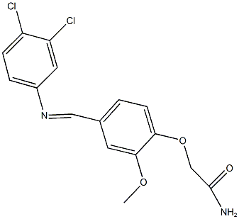 2-(4-{[(3,4-dichlorophenyl)imino]methyl}-2-methoxyphenoxy)acetamide 化学構造式