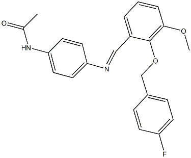 N-[4-({2-[(4-fluorobenzyl)oxy]-3-methoxybenzylidene}amino)phenyl]acetamide Structure