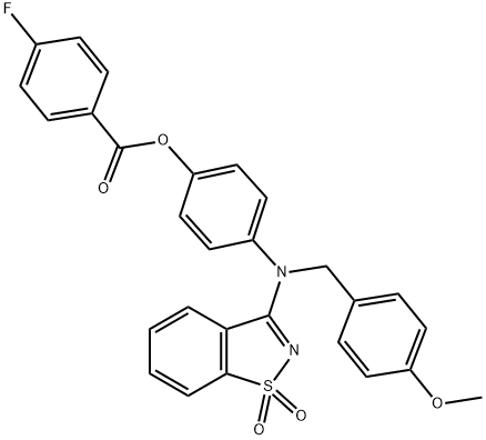 4-[(1,1-dioxido-1,2-benzisothiazol-3-yl)(4-methoxybenzyl)amino]phenyl 4-fluorobenzoate Structure