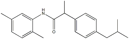 N-(2,5-dimethylphenyl)-2-(4-isobutylphenyl)propanamide 化学構造式