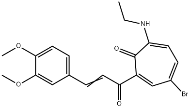 4-bromo-2-[3-(3,4-dimethoxyphenyl)acryloyl]-7-(ethylamino)-2,4,6-cycloheptatrien-1-one,724428-54-0,结构式