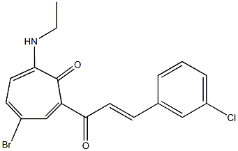 4-bromo-2-[3-(3-chlorophenyl)acryloyl]-7-(ethylamino)-2,4,6-cycloheptatrien-1-one Structure