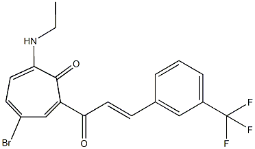 4-bromo-7-(ethylamino)-2-{3-[3-(trifluoromethyl)phenyl]acryloyl}-2,4,6-cycloheptatrien-1-one Struktur