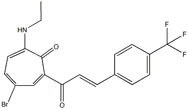 4-bromo-7-(ethylamino)-2-{3-[4-(trifluoromethyl)phenyl]acryloyl}-2,4,6-cycloheptatrien-1-one,724428-66-4,结构式