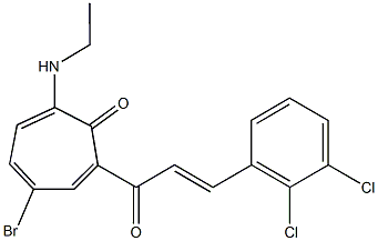 4-bromo-2-[3-(2,3-dichlorophenyl)acryloyl]-7-(ethylamino)-2,4,6-cycloheptatrien-1-one,724428-68-6,结构式