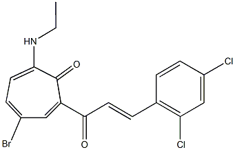 4-bromo-2-[3-(2,4-dichlorophenyl)acryloyl]-7-(ethylamino)-2,4,6-cycloheptatrien-1-one,724428-69-7,结构式