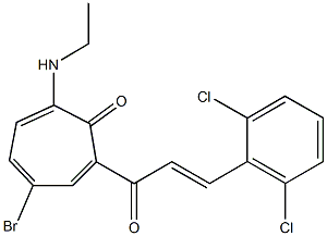 4-bromo-2-[3-(2,6-dichlorophenyl)acryloyl]-7-(ethylamino)-2,4,6-cycloheptatrien-1-one Structure