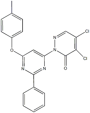 4,5-dichloro-2-[6-(4-methylphenoxy)-2-phenyl-4-pyrimidinyl]-3(2H)-pyridazinone Structure