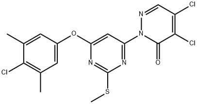 4,5-dichloro-2-[6-(4-chloro-3,5-dimethylphenoxy)-2-(methylsulfanyl)-4-pyrimidinyl]-3(2H)-pyridazinone Structure