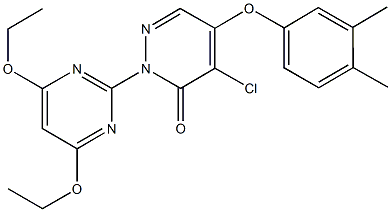 4-chloro-2-(4,6-diethoxy-2-pyrimidinyl)-5-(3,4-dimethylphenoxy)-3(2H)-pyridazinone 化学構造式