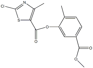 5-(methoxycarbonyl)-2-methylphenyl2-chloro-4-methyl-1,3-thiazole-5-carboxylate Struktur