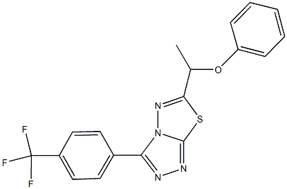 phenyl 1-{3-[4-(trifluoromethyl)phenyl][1,2,4]triazolo[3,4-b][1,3,4]thiadiazol-6-yl}ethyl ether Struktur