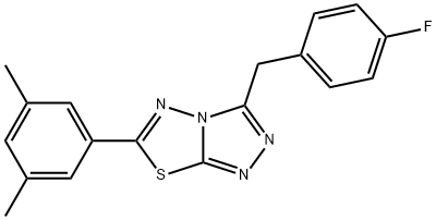 6-(3,5-dimethylphenyl)-3-(4-fluorobenzyl)[1,2,4]triazolo[3,4-b][1,3,4]thiadiazole 化学構造式