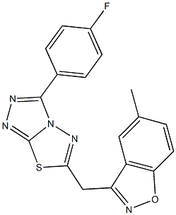 3-{[3-(4-fluorophenyl)[1,2,4]triazolo[3,4-b][1,3,4]thiadiazol-6-yl]methyl}-5-methyl-1,2-benzisoxazole 化学構造式
