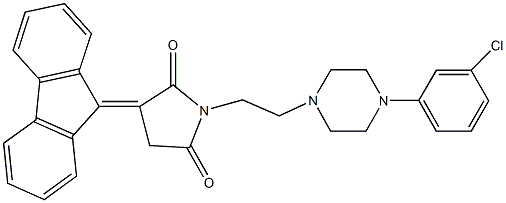 1-{2-[4-(3-chlorophenyl)-1-piperazinyl]ethyl}-3-(9H-fluoren-9-ylidene)-2,5-pyrrolidinedione 结构式