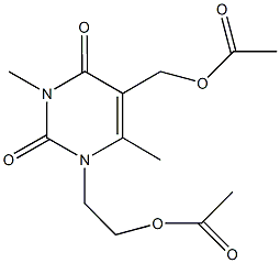 {1-[2-(acetyloxy)ethyl]-3,6-dimethyl-2,4-dioxo-1,2,3,4-tetrahydro-5-pyrimidinyl}methyl acetate Struktur