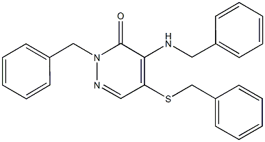 2-benzyl-4-(benzylamino)-5-(benzylsulfanyl)-3(2H)-pyridazinone 化学構造式