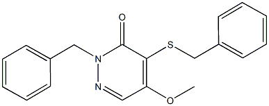 2-benzyl-4-(benzylsulfanyl)-5-methoxy-3(2H)-pyridazinone 化学構造式