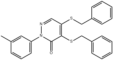 4,5-bis(benzylsulfanyl)-2-(3-methylphenyl)-3(2H)-pyridazinone Structure