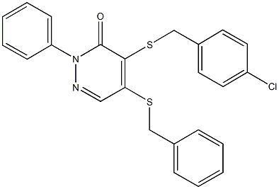 5-(benzylsulfanyl)-4-[(4-chlorobenzyl)sulfanyl]-2-phenyl-3(2H)-pyridazinone,724436-80-0,结构式