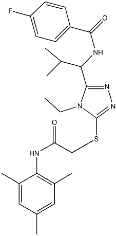 724436-89-9 N-[1-(4-ethyl-5-{[2-(mesitylamino)-2-oxoethyl]sulfanyl}-4H-1,2,4-triazol-3-yl)-2-methylpropyl]-4-fluorobenzamide