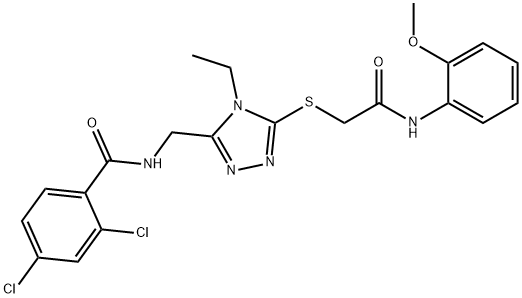 2,4-dichloro-N-[(4-ethyl-5-{[2-(2-methoxyanilino)-2-oxoethyl]thio}-4H-1,2,4-triazol-3-yl)methyl]benzamide Structure