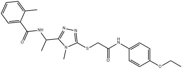 N-[1-(5-{[2-(4-ethoxyanilino)-2-oxoethyl]thio}-4-methyl-4H-1,2,4-triazol-3-yl)ethyl]-2-methylbenzamide 化学構造式