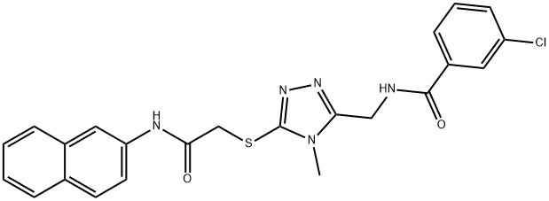 3-chloro-N-[(4-methyl-5-{[2-(2-naphthylamino)-2-oxoethyl]thio}-4H-1,2,4-triazol-3-yl)methyl]benzamide,724437-04-1,结构式