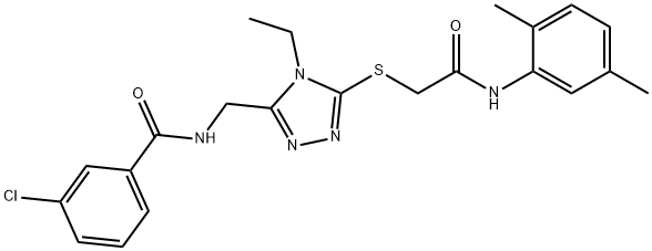 3-chloro-N-[(5-{[2-(2,5-dimethylanilino)-2-oxoethyl]thio}-4-ethyl-4H-1,2,4-triazol-3-yl)methyl]benzamide Structure