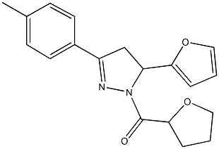 5-(2-furyl)-3-(4-methylphenyl)-1-(tetrahydro-2-furanylcarbonyl)-4,5-dihydro-1H-pyrazole 化学構造式