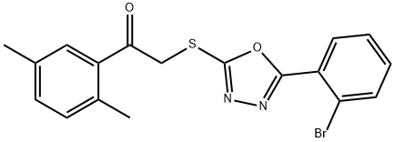 2-{[5-(2-bromophenyl)-1,3,4-oxadiazol-2-yl]thio}-1-(2,5-dimethylphenyl)ethanone,724437-99-4,结构式
