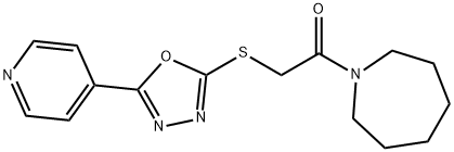2-(1-azepanyl)-2-oxoethyl5-(4-pyridinyl)-1,3,4-oxadiazol-2-ylsulfide 化学構造式