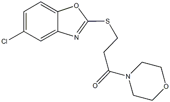 5-chloro-1,3-benzoxazol-2-yl 3-(4-morpholinyl)-3-oxopropyl sulfide Structure