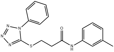 N-(3-methylphenyl)-3-[(1-phenyl-1H-tetraazol-5-yl)sulfanyl]propanamide 化学構造式