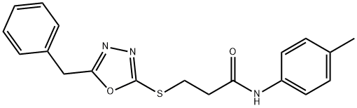 3-[(5-benzyl-1,3,4-oxadiazol-2-yl)sulfanyl]-N-(4-methylphenyl)propanamide Struktur