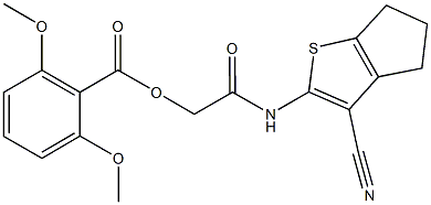 2-[(3-cyano-5,6-dihydro-4H-cyclopenta[b]thien-2-yl)amino]-2-oxoethyl 2,6-dimethoxybenzoate,724446-33-7,结构式