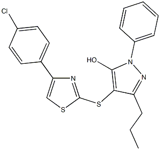 724446-39-3 4-{[4-(4-chlorophenyl)-1,3-thiazol-2-yl]sulfanyl}-1-phenyl-3-propyl-1H-pyrazol-5-ol