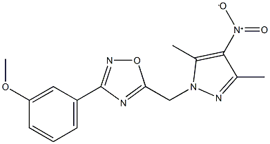 5-({4-nitro-3,5-dimethyl-1H-pyrazol-1-yl}methyl)-3-(3-methoxyphenyl)-1,2,4-oxadiazole,724446-46-2,结构式