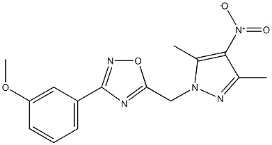 5-({4-nitro-3,5-dimethyl-1H-pyrazol-1-yl}methyl)-3-(3-methoxyphenyl)-1,2,4-oxadiazole Structure